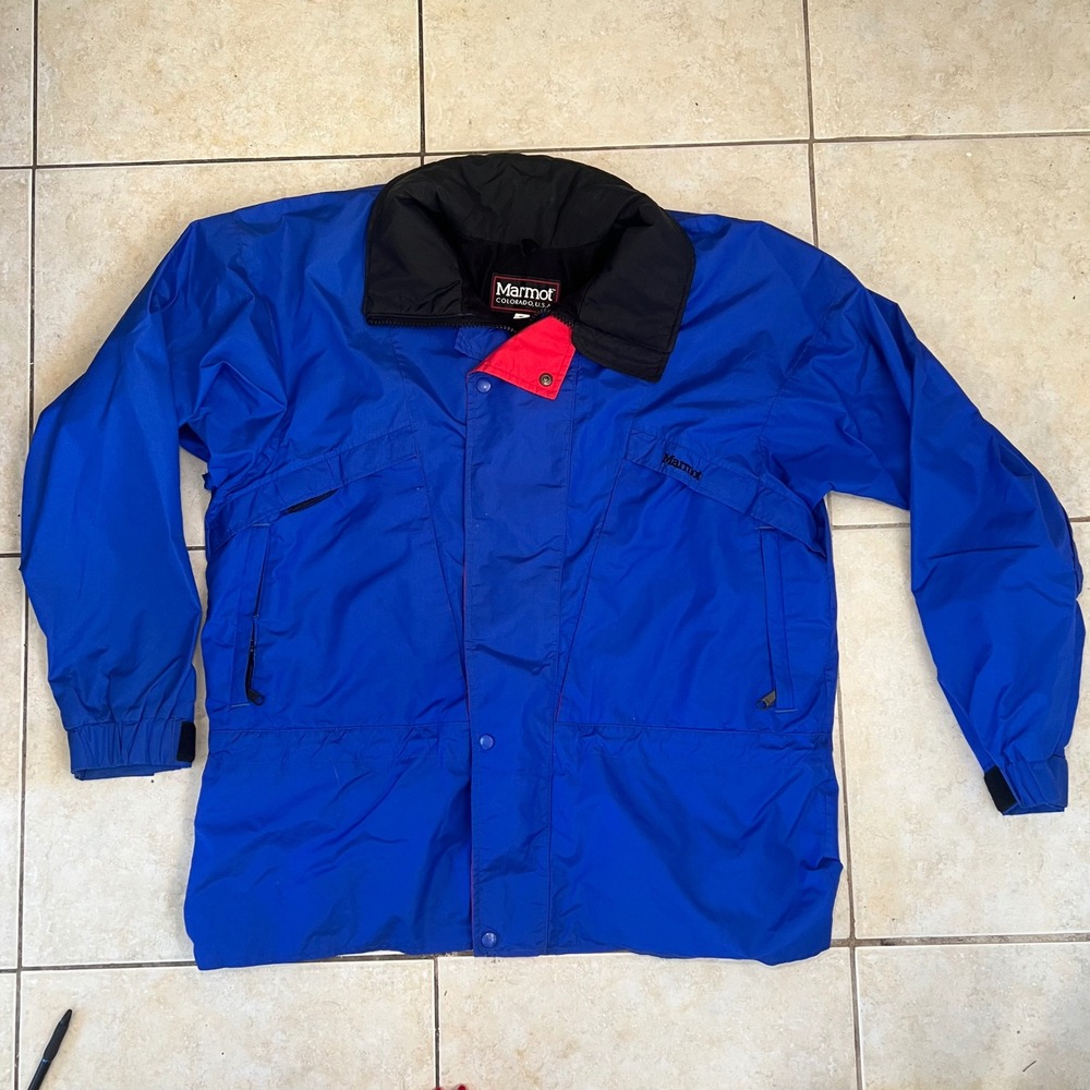 VTG Marmot USA Made Gore-Tex Blue Full Zip Jacket Mens XL Outdoor Parka Hiking